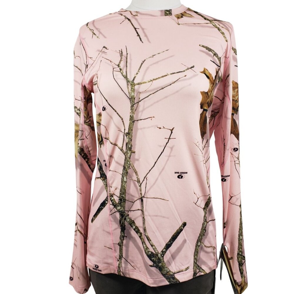 Terramar Women Stalker Pink Camo Long Sleeve Tee M, Fall Hiking Camping Hunting